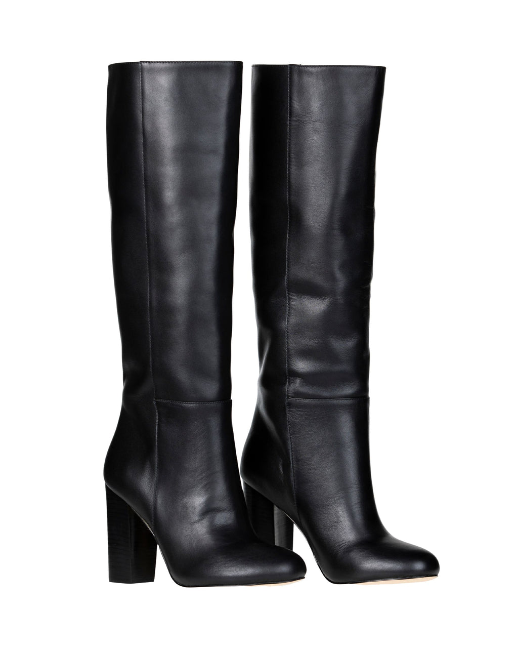 Women’s black leather knee-high boot in extended sizes 9–14 by Bohobo