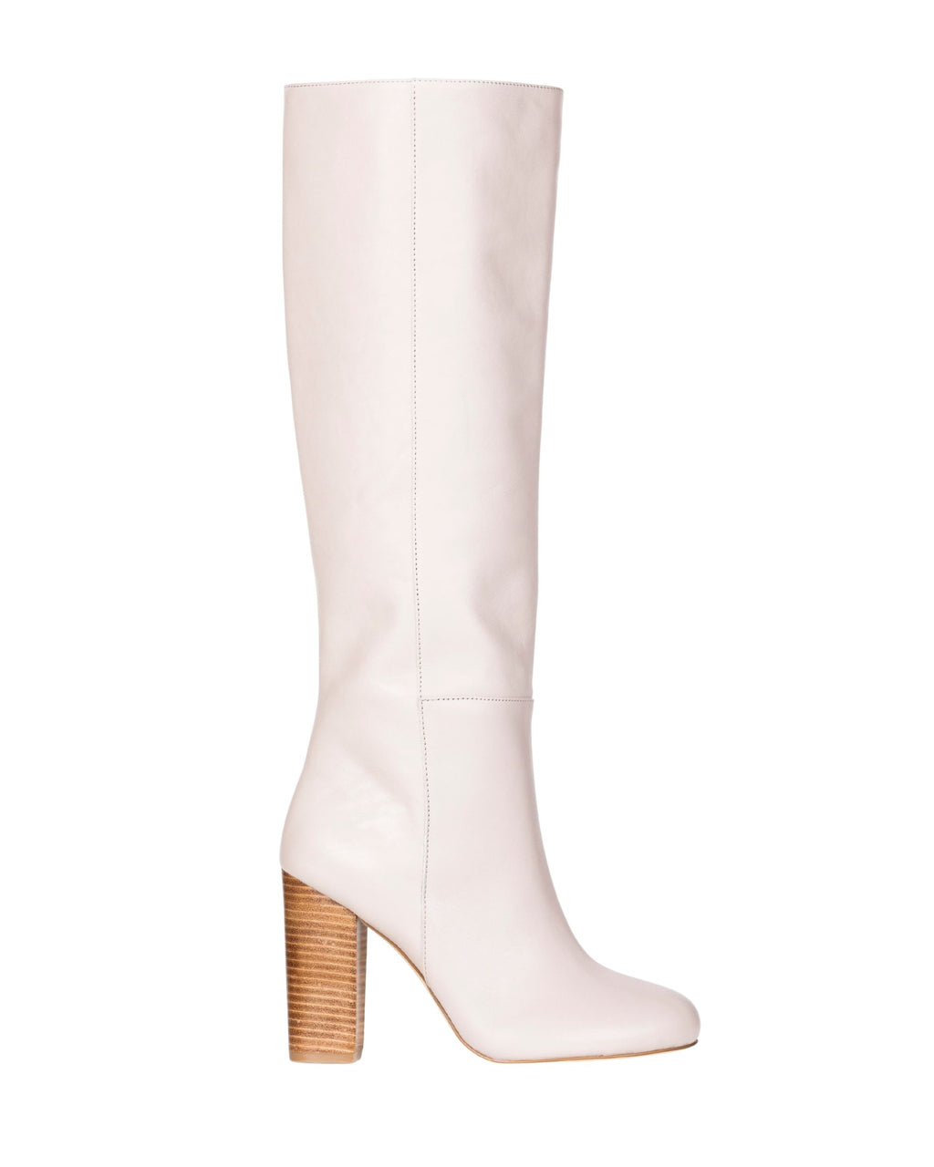 Women’s cream leather knee-high boot in extended sizes 9–14 by Bohobo