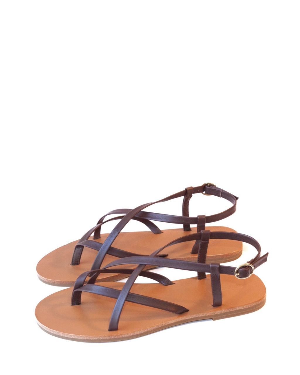 Side view women’s chocolate leather sandal in extended sizes 9–14 by Bohobo
