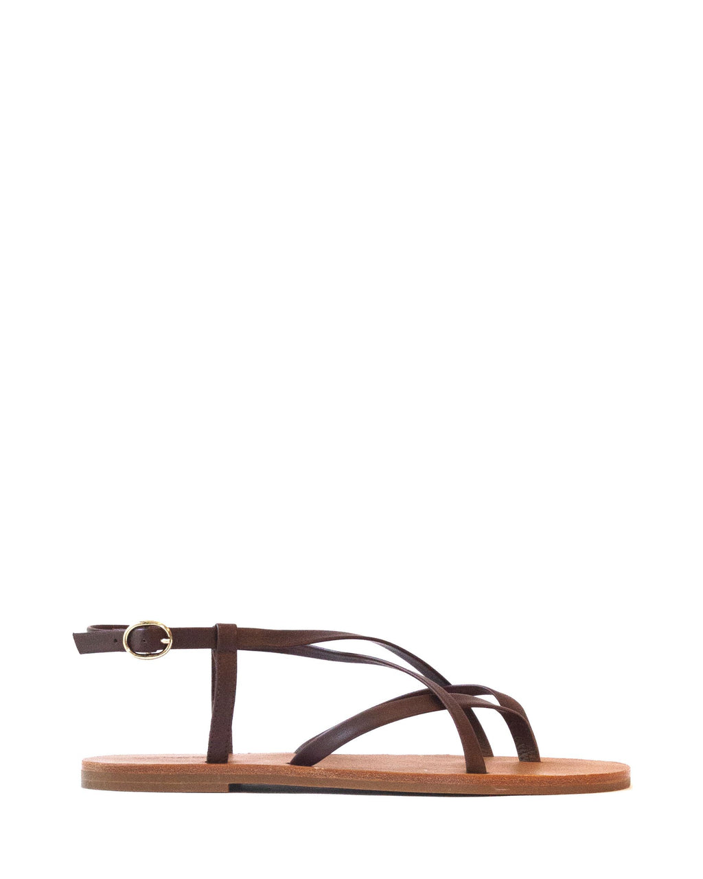 Women’s chocolate leather sandal in extended sizes 9–14 by Bohobo
