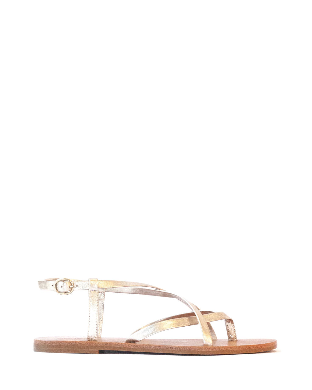 Women’s gold leather sandal in extended sizes 9–14 by Bohobo