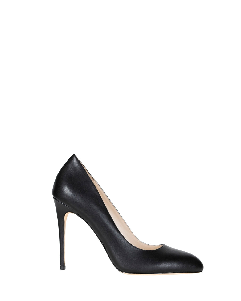 Side view women’s black leather heel in extended sizes 9–14 by Bohobo