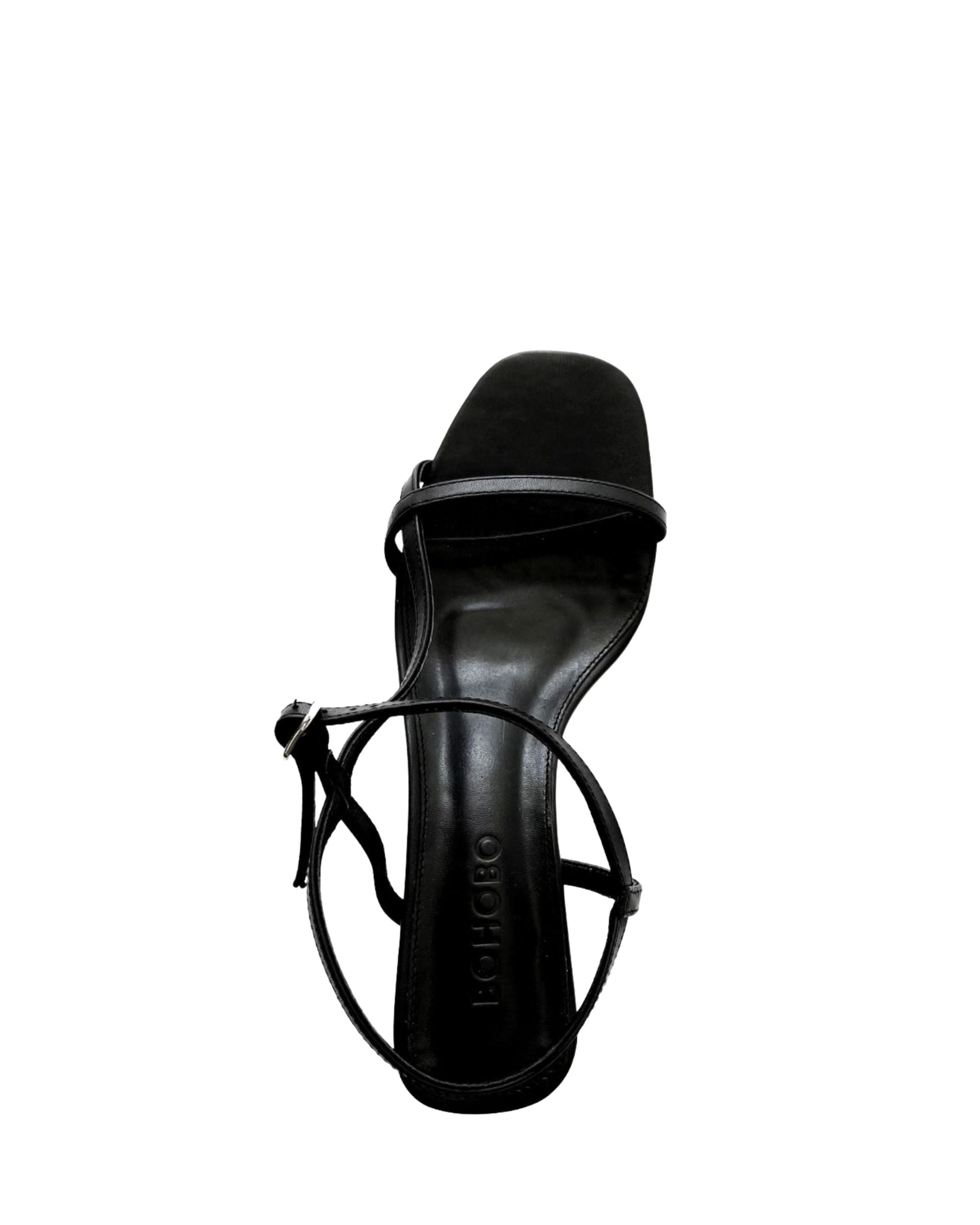 Top view women’s black leather heel in extended sizes 9–14 by Bohobo