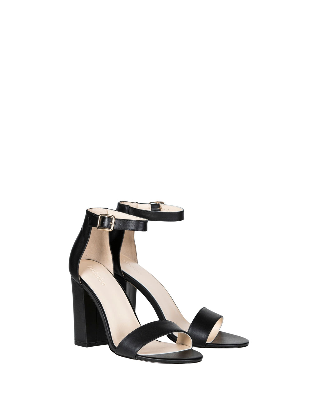 Front view women’s black leather heel in extended sizes 9–14 by Bohobo