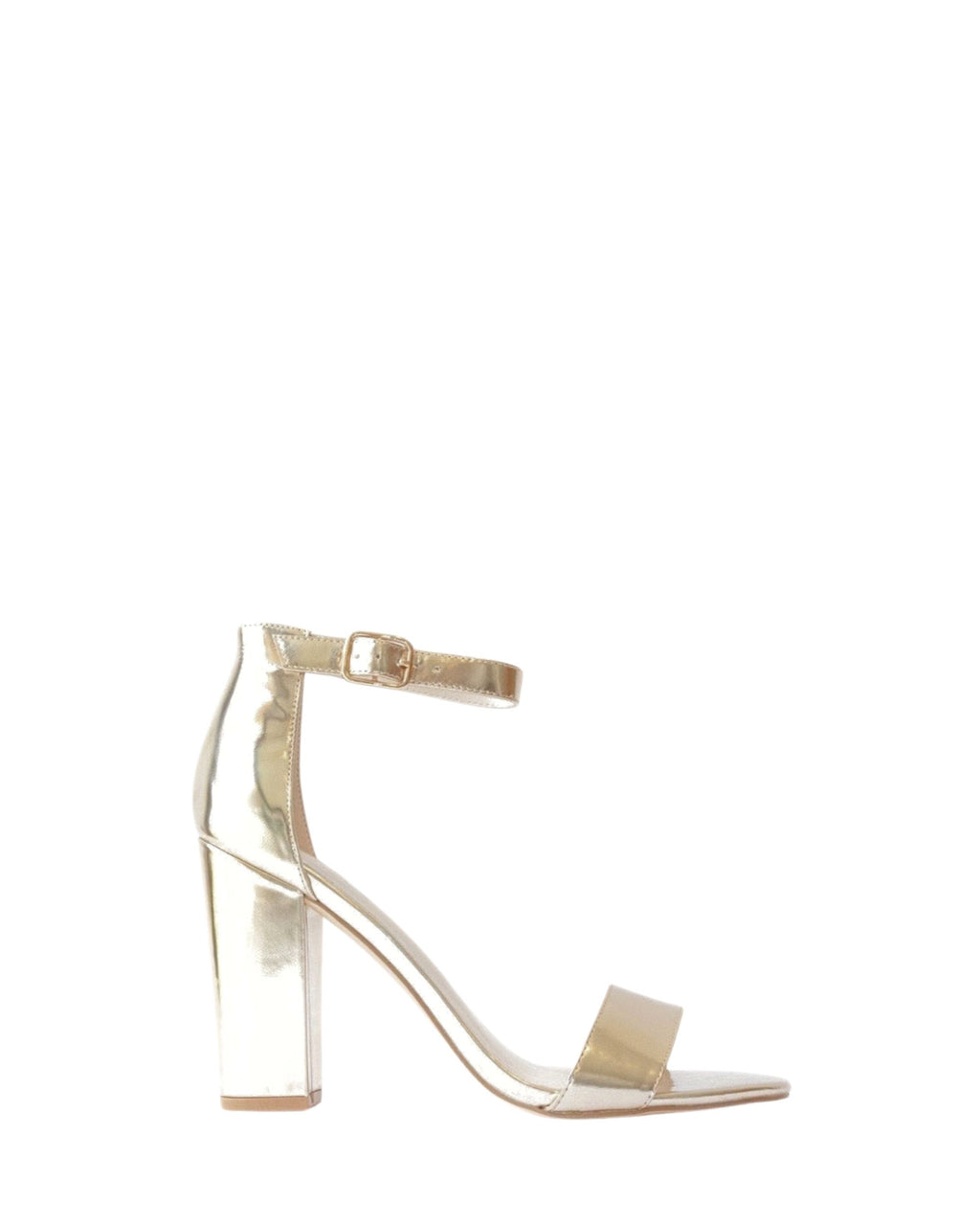 Side view women’s gold leather heels in extended sizes 9–14 by Bohobo