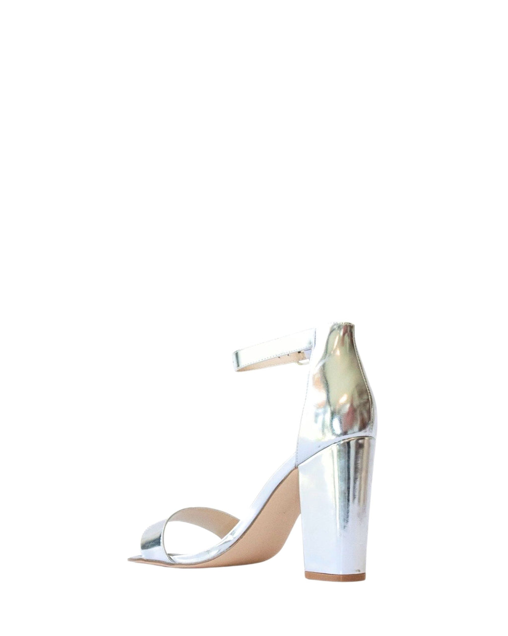 Back view women’s silver leather heel in extended sizes 9–14 by Bohobo