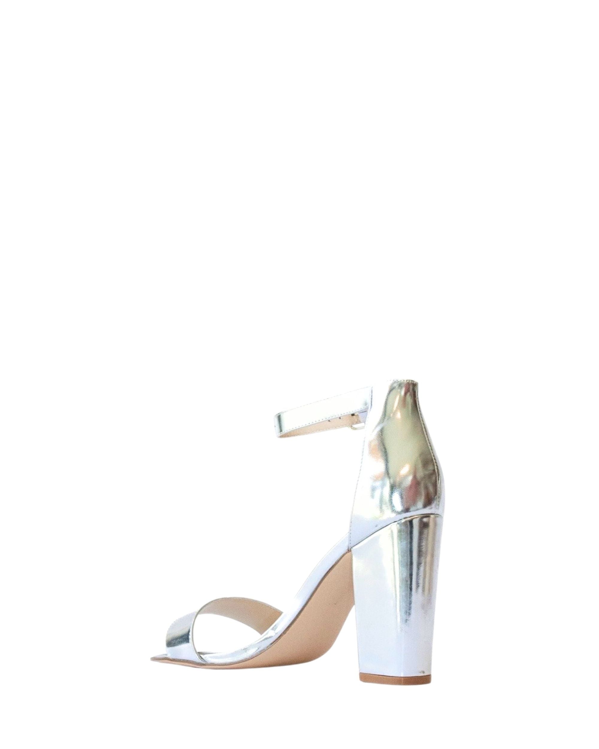 Back view women’s silver leather heel in extended sizes 9–14 by Bohobo