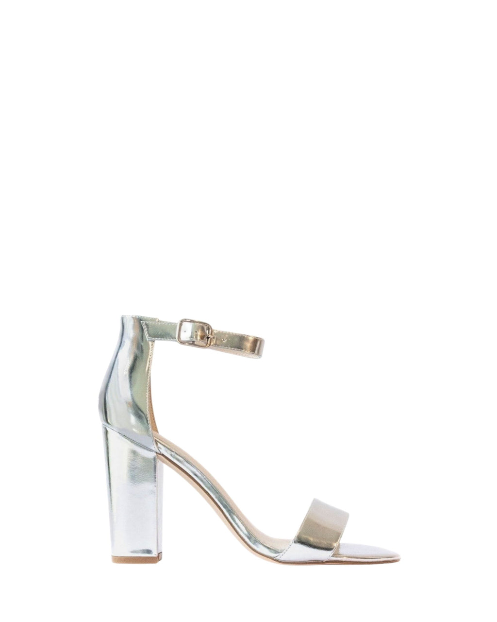 Side view women’s silver leather heels in extended sizes 9–14 by Bohobo
