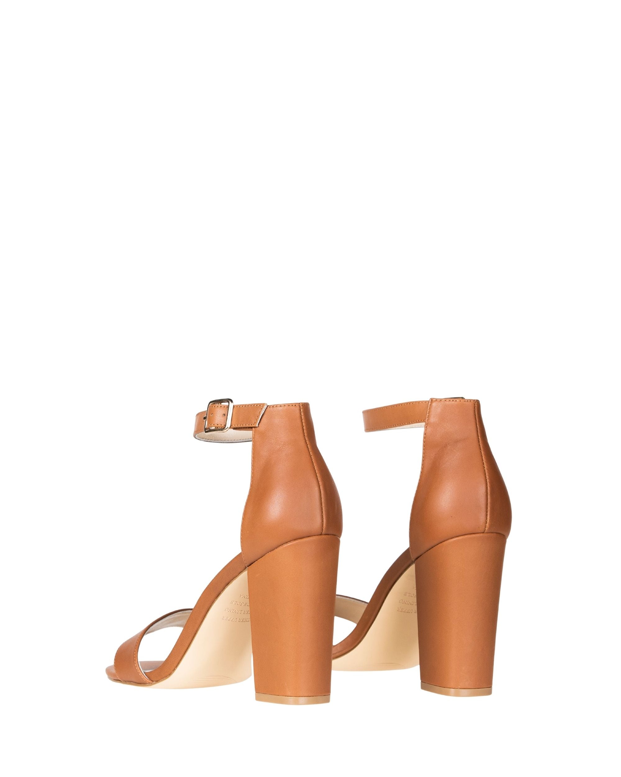 Back view women’s tan leather heel in extended sizes 9–14 by Bohobo