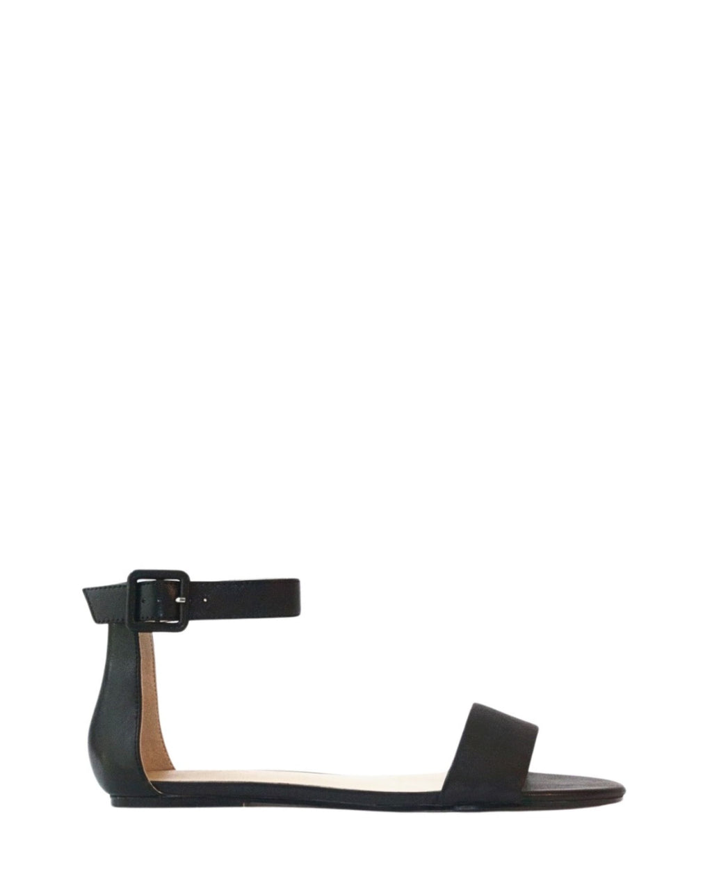 Women’s black leather flat sandal in extended sizes 9–14 by Bohobo
