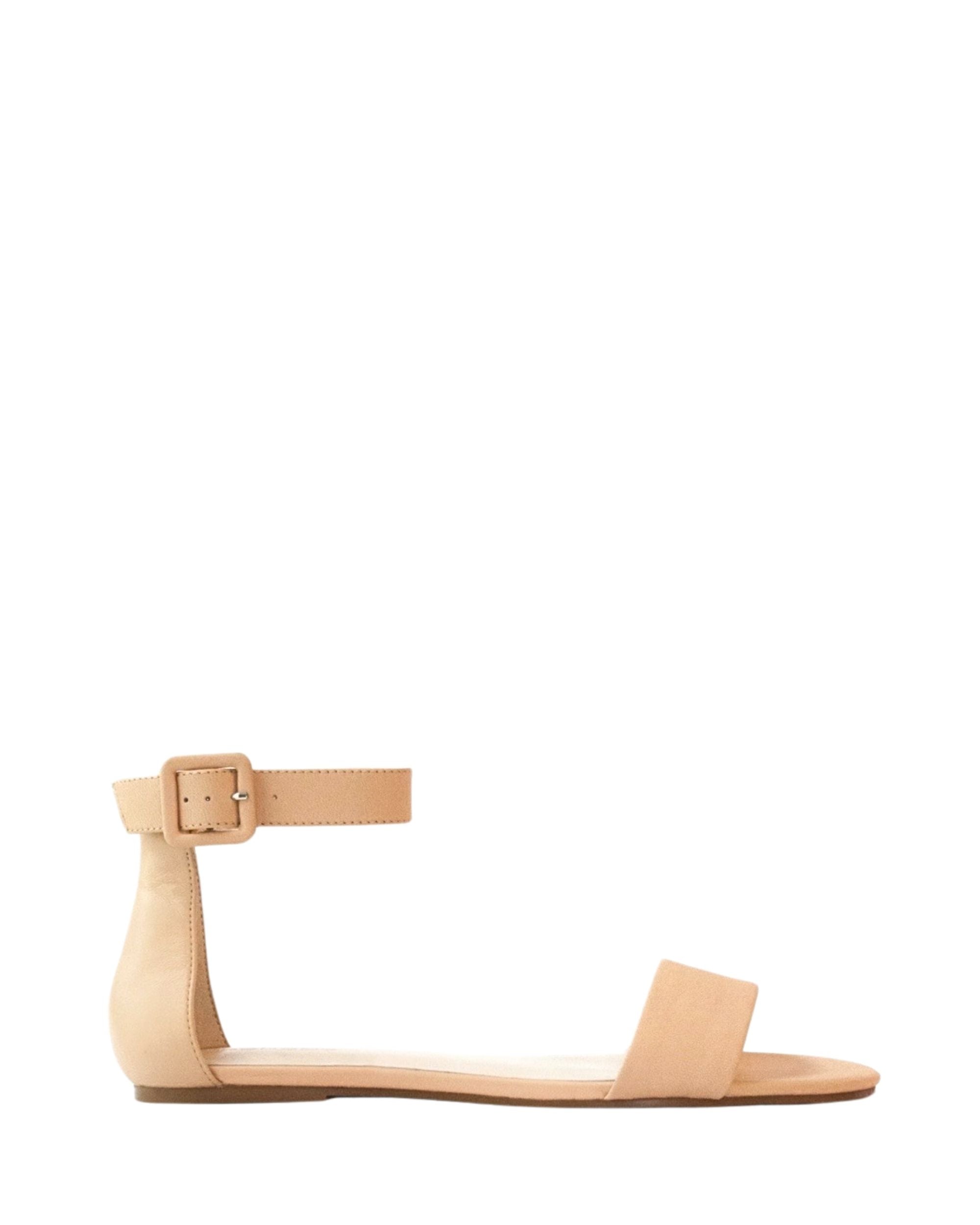 Women’s cream leather flat sandal in extended sizes 9–14 by Bohobo