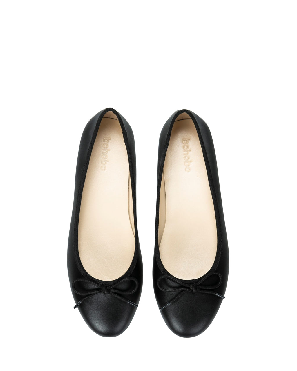 Top view women’s black leather flat in extended sizes 9–14 by Bohobo