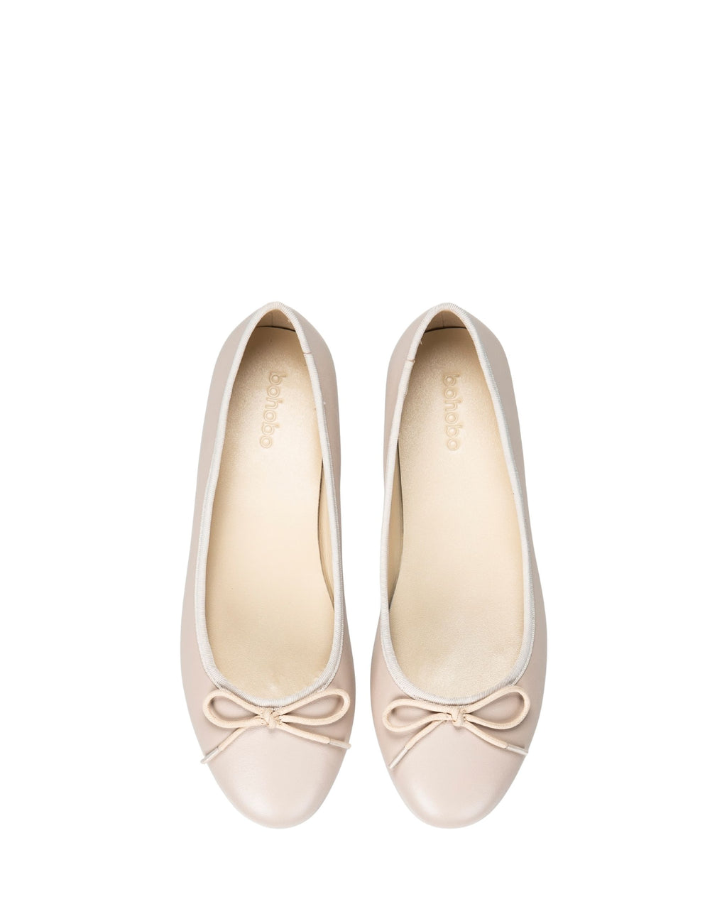 Top view women’s cream leather flat in extended sizes 9–14 by Bohobo