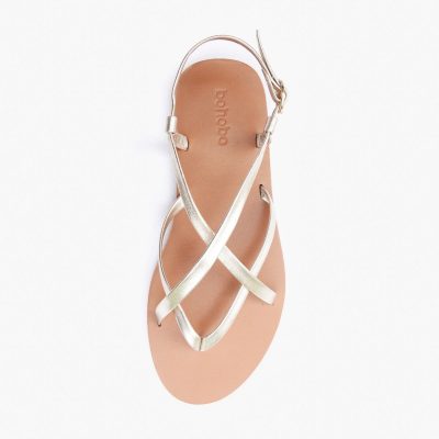 Kaia Gold Leather Sandals
