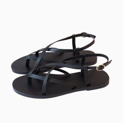 Kaia Black Leather Sandals